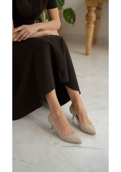 Nell Bej Deri Stiletto modelleri