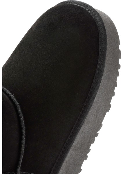 Kadın Siyah Kürk Detaylı Kalın Tabanlı Süet Deri Bot 24WFD478410