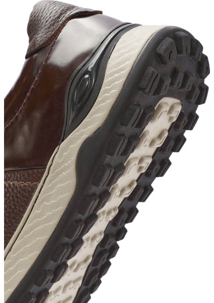 Erkek Kahverengi Bağcıklı Deri Sneaker 24WFD722614