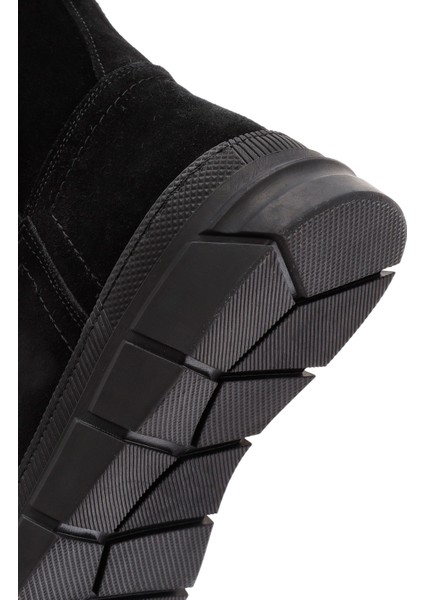 Kadın Siyah Fermuarlı Süet Deri Comfort Bot 24Wfd361010