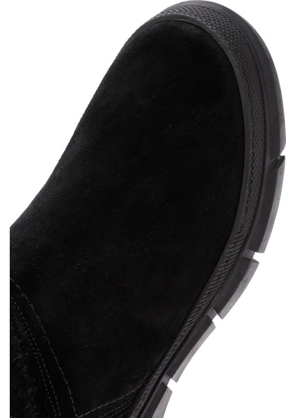 Kadın Siyah Fermuarlı Süet Deri Comfort Bot 24Wfd361010