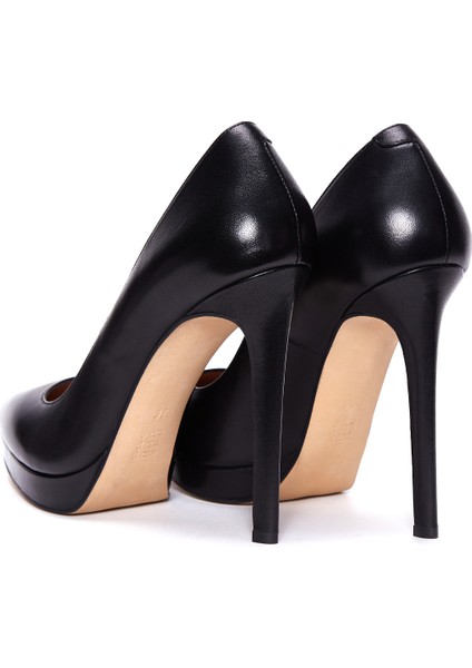 Kadın Siyah Yüksek Topuklu Deri Stiletto 24WFD100018