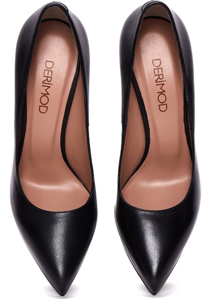 Kadın Siyah Yüksek Topuklu Deri Stiletto 24WFD100018