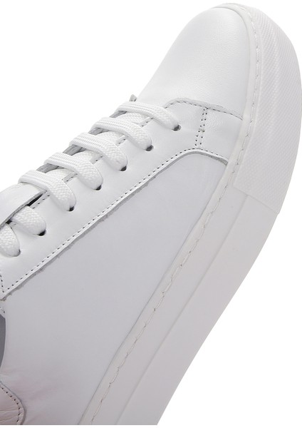 Kadın Beyaz Bağcıklı Deri Sneaker 24WFD290018