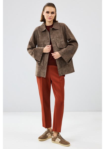 Jennifer Kadın Vizon Süet Deri Ceket 24WGD522810