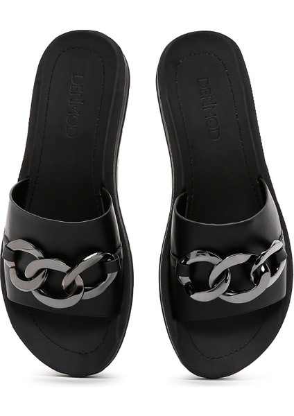 Kadın Siyah Aksesuarlı Terlik 25SFE460418