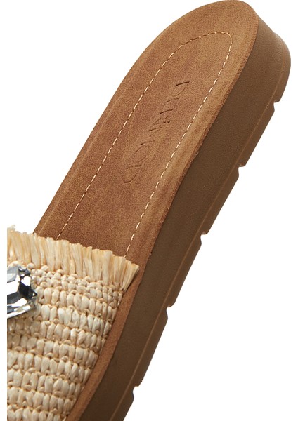 Kadın Bej Taşlı Örgülü Terlik 25SFE460514