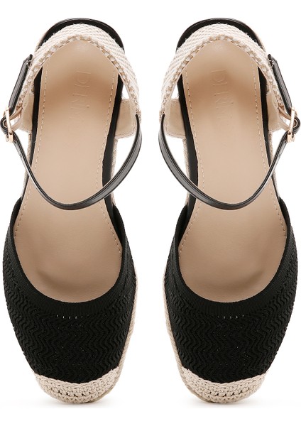 Kadın Siyah Bilekten Bantlı Dolgu Topuklu Espadril 25SFE49126F