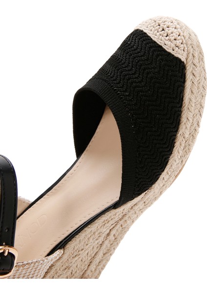 Kadın Siyah Bilekten Bantlı Dolgu Topuklu Espadril 25SFE49126F