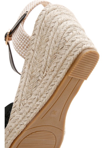 Kadın Siyah Bilekten Bantlı Dolgu Topuklu Espadril 25SFE49126F