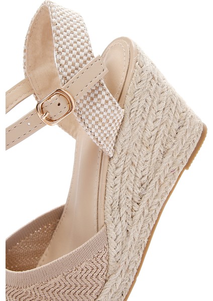 Kadın Bej Bilekten Bantlı Dolgu Topuklu Espadril 25SFE49126F