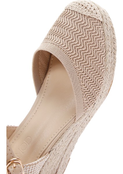 Kadın Bej Bilekten Bantlı Dolgu Topuklu Espadril 25SFE49126F