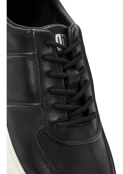 Erkek Siyah Bağcıklı Deri Sneaker 24WFD632918