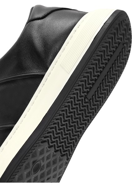 Erkek Siyah Bağcıklı Deri Sneaker 24WFD632918