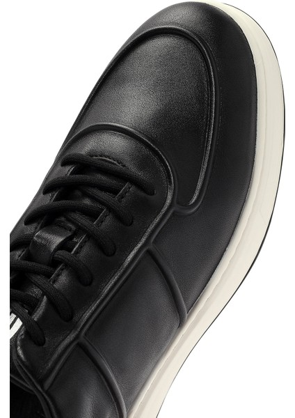 Erkek Siyah Bağcıklı Deri Sneaker 24WFD632918