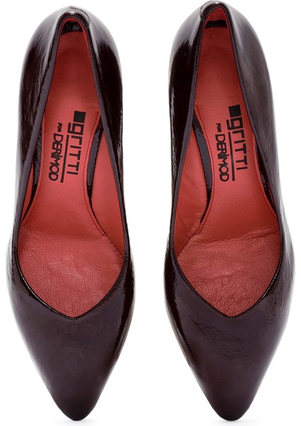 Gritti Kadın Bordo Kalın Topuklu Rugan Deri Stiletto 20WFD170316