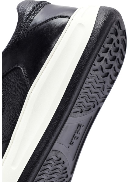 Erkek Siyah Bağcıklı Deri Sneaker 24Wfd724414