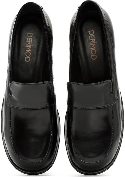 Kadın Siyah Klasik Deri Loafer 24WFD141122
