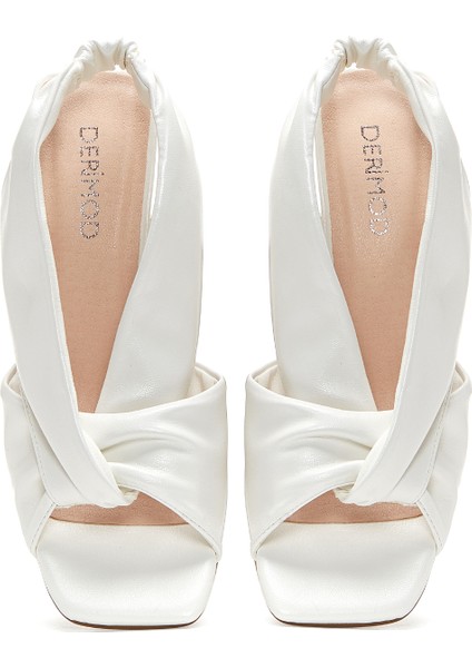 Kadın Beyaz Şeffaf Kalın Topuklu Sandalet 25SFD440818