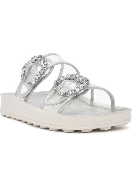 Kadın Şeffaf Çift Tokalı Taşlı Terlik 25SFE460718