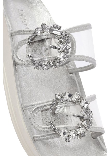 Kadın Şeffaf Çift Tokalı Taşlı Terlik 25SFE460718