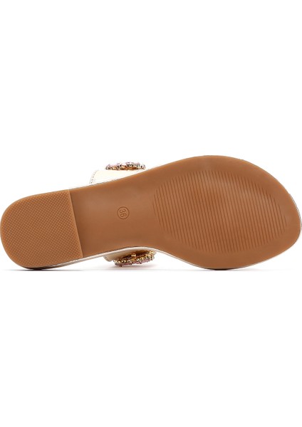 Kadın Altın Taşlı Parmak Arası Terlik 25SFE450014