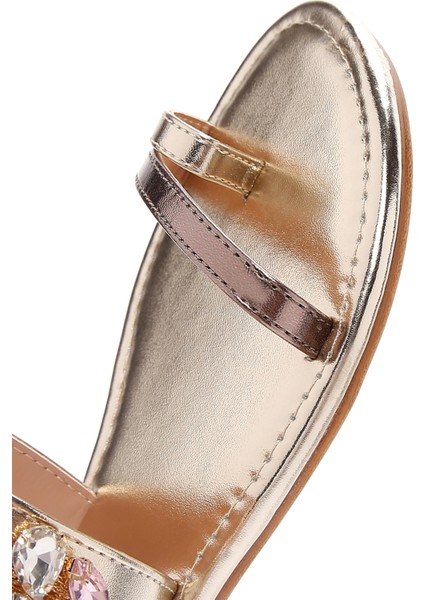 Kadın Altın Taşlı Parmak Arası Terlik 25SFE450014