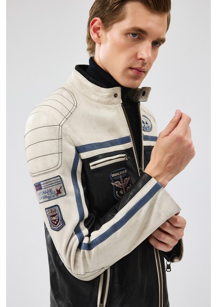 Takeoff Erkek Siyah Armalı Deri Ceket 24WGM6511WF