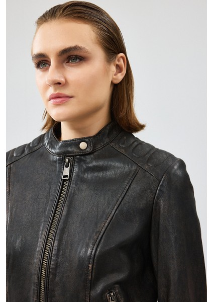 Weekend Kadın Kahverengi Vintage Deri Ceket 24WGM5229G6