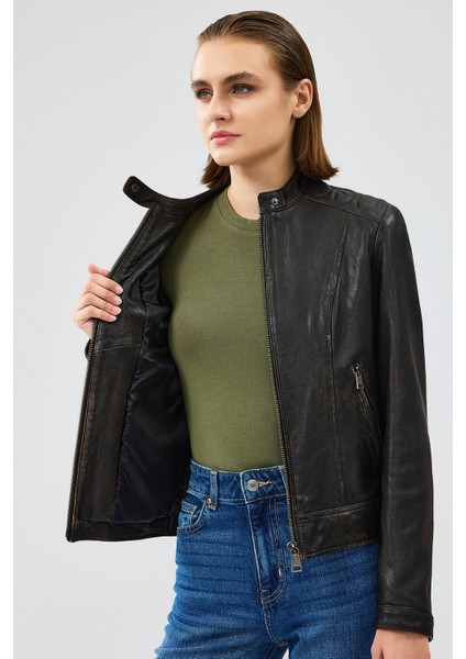 Weekend Kadın Kahverengi Vintage Deri Ceket 24WGM5229G6