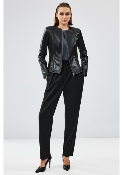 Irina Kadın Siyah Deri Ceket 24WGE52251M