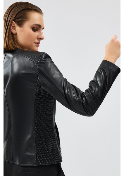 Irina Kadın Siyah Deri Ceket 24WGE52251M