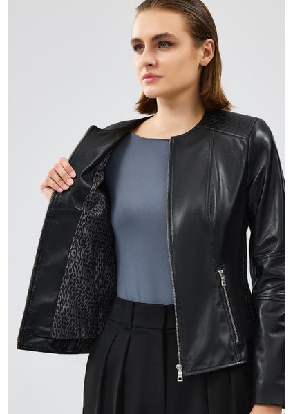 Irina Kadın Siyah Deri Ceket 24WGE52251M