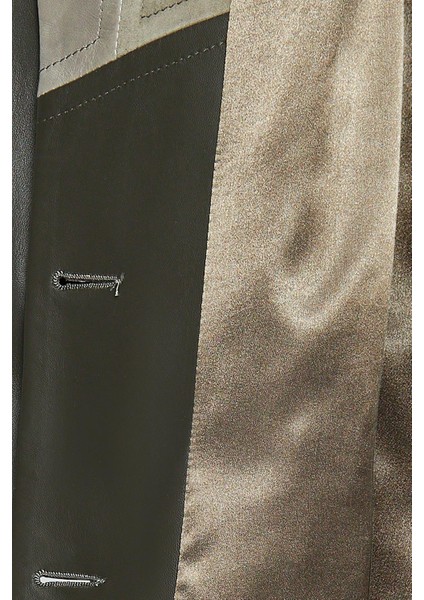 Shakira Kadın Yaşil Kruvaze Yaka Deri Pardesü 24WGD5219XS