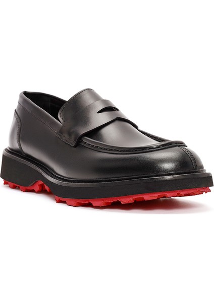 Erkek Siyah Deri Casual Loafer 24WFD720218