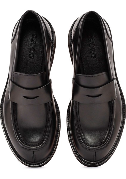 Erkek Siyah Deri Casual Loafer 24WFD720218