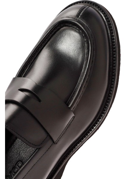 Erkek Siyah Deri Casual Loafer 24WFD720218