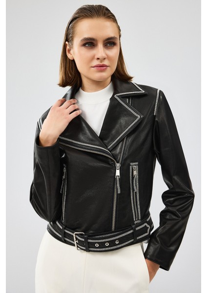 Lady Kadın Siyah Kısa Deri Ceket 24WGD5213VE