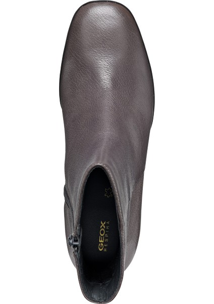 Kadın Gri Teulada Fermuarlı Kalın Topuklu Deri Bot D36VLC000TCC1115