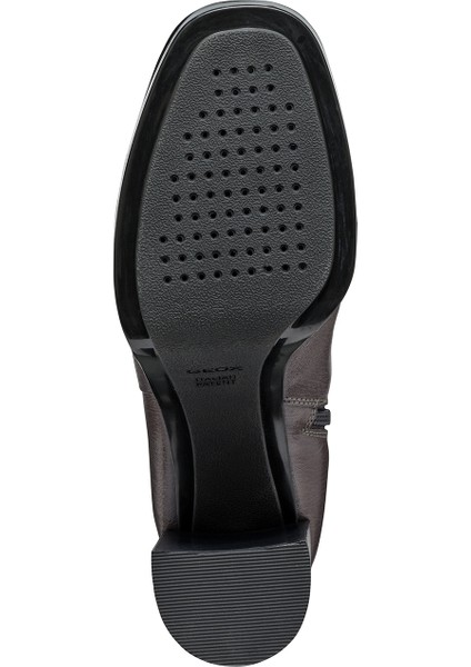 Kadın Gri Teulada Fermuarlı Kalın Topuklu Deri Bot D36VLC000TCC1115