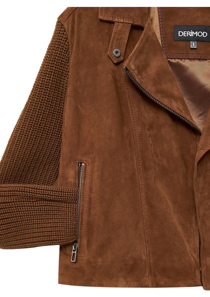 Marcy Kadın Kahverengi Kruvaze Yaka Süet Deri Ceket 24WGD526610