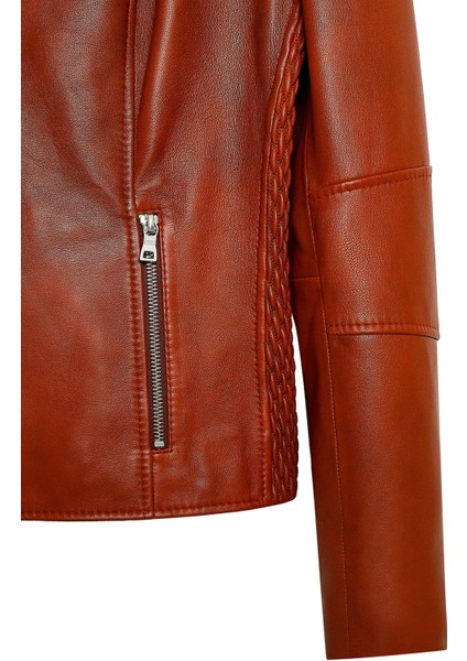 Irina Kadın Kahverengi Hakim Yaka Deri Ceket 24WGE5225R3