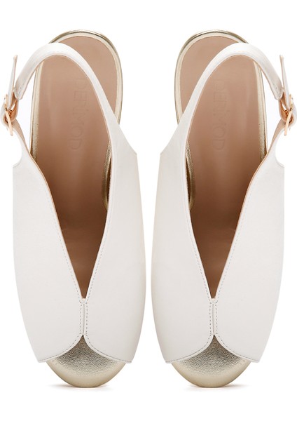 Kadın Beyaz Arkadan Bantlı Taşlı Kalın Topuklu Sandalet 25sfe462418