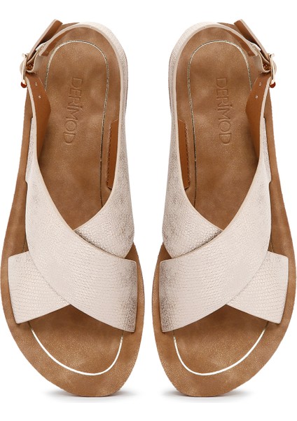 Kadın Altın Kalın Tabanlı Metalik Sandalet 25SFE461432