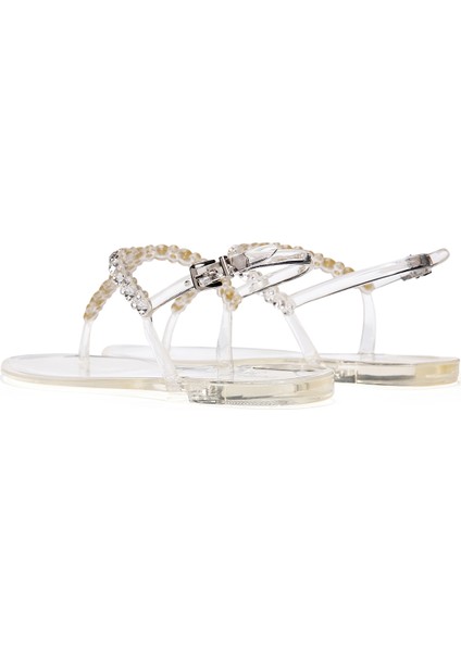 Kadın Şeffaf Parmak Arası Taşlı Jelly Sandalet 25SFE4906PV