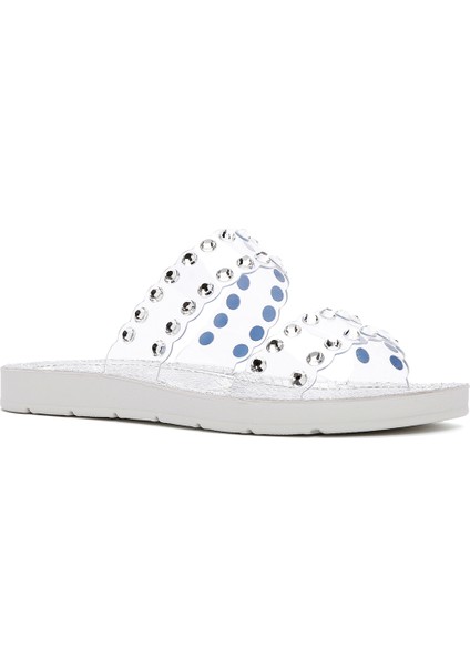 Kadın Gümüş Şeffaf Taşlı Terlik 25SFE4600PV