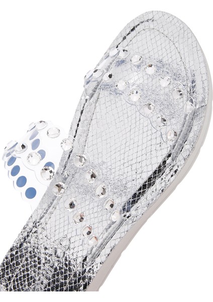 Kadın Gümüş Şeffaf Taşlı Terlik 25SFE4600PV