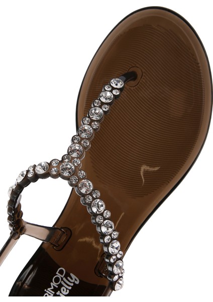 Kadın Siyah Parmak Arası Taşlı Jelly Sandalet 25SFE4906PV