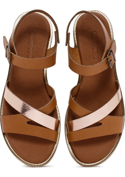 Kadın Taba Bilekten Tokalı Deri Sandalet 25SFD360814