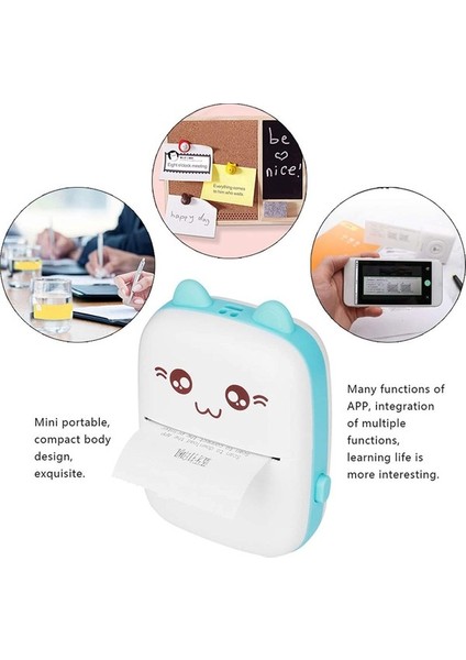 Taşınabilir Mini Cep Yazıcı - 5 Rulo Baskı Kağıdı + 5 Rulo Kendinden Yapışkanlı + Sulu Boya Kalemi + Rastgele Çıkartmalar (Yurt Dışından) indirimleri